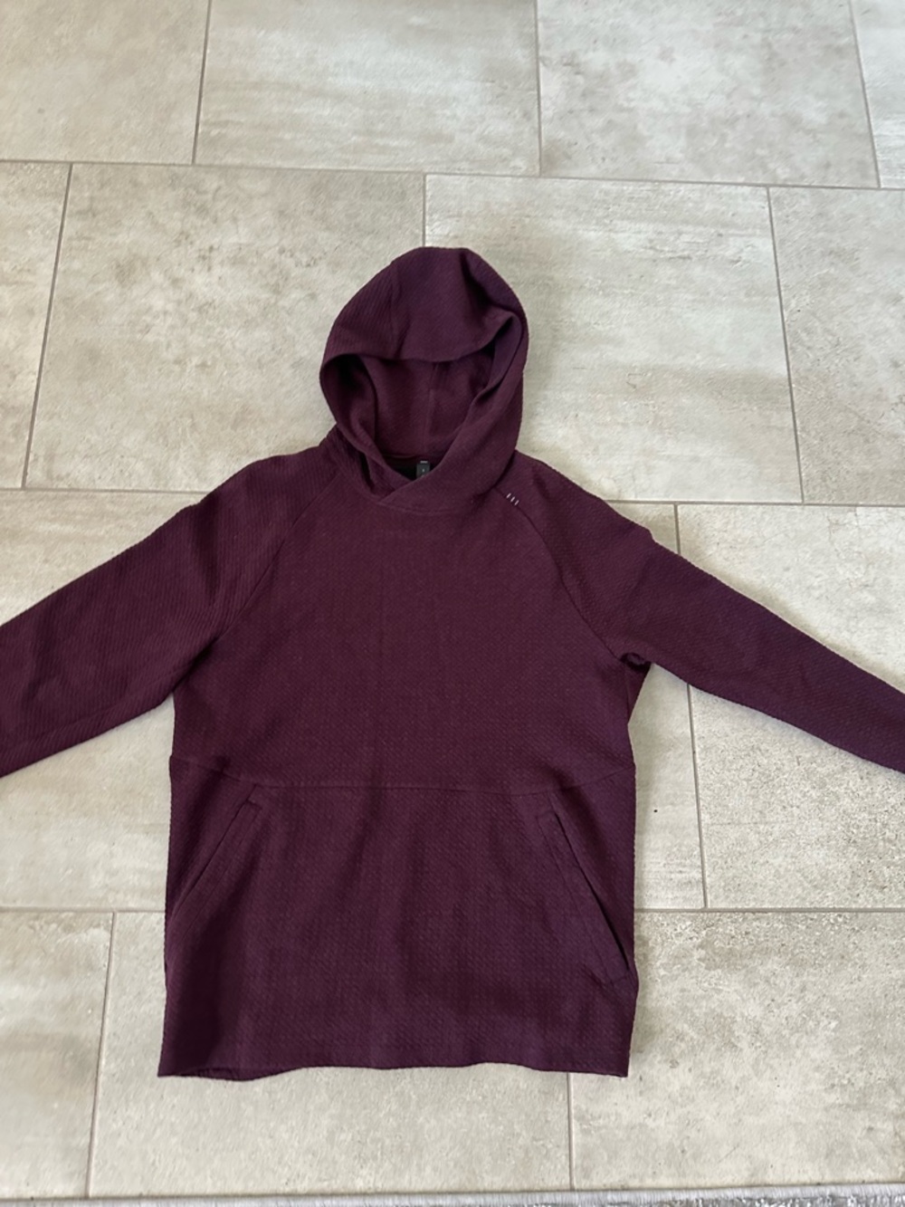 Lululemon Men's at Ease Textured Tech Hooded Waffle-Knit Sweater in Burgundy